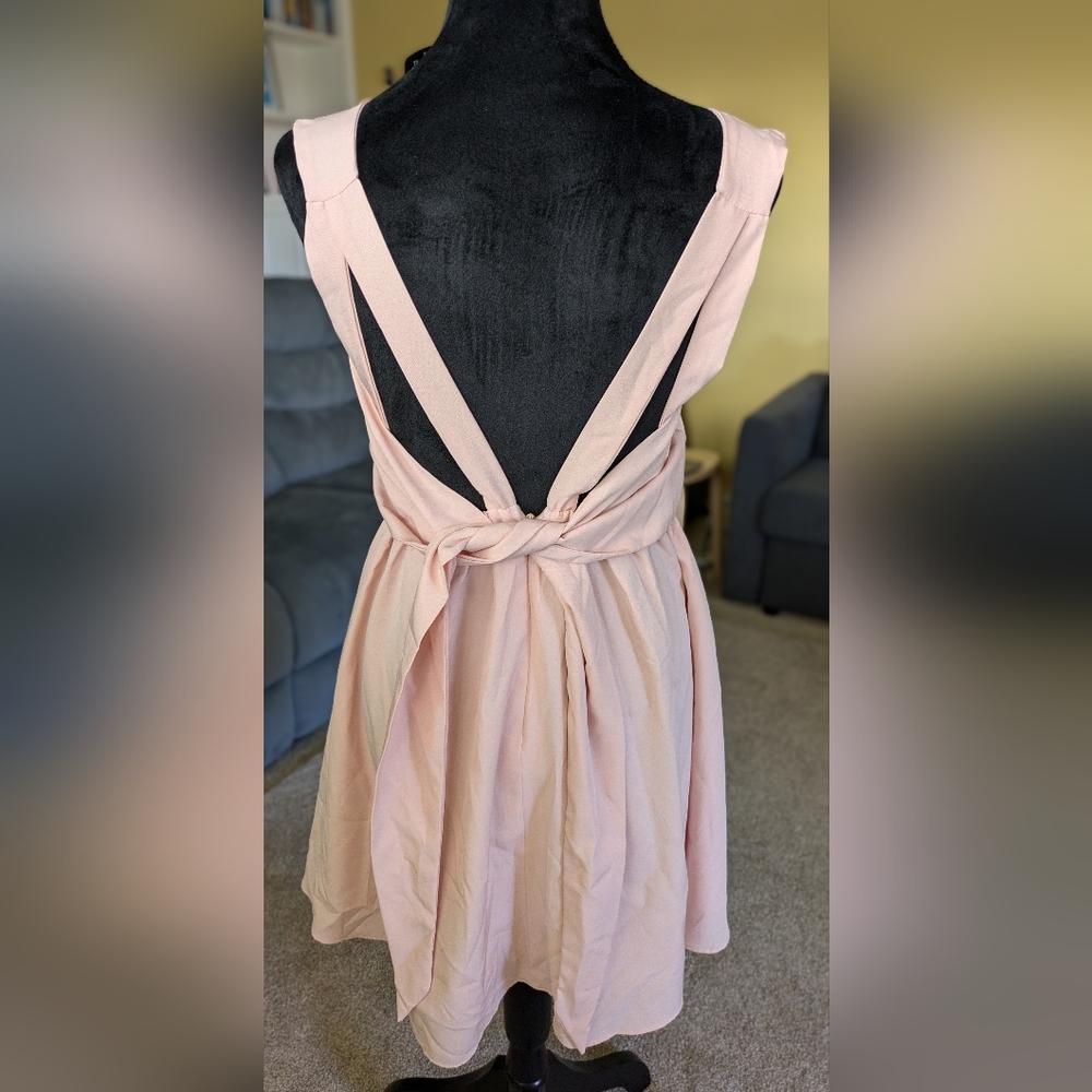Pink blush bridesmaid backless cocktail dress